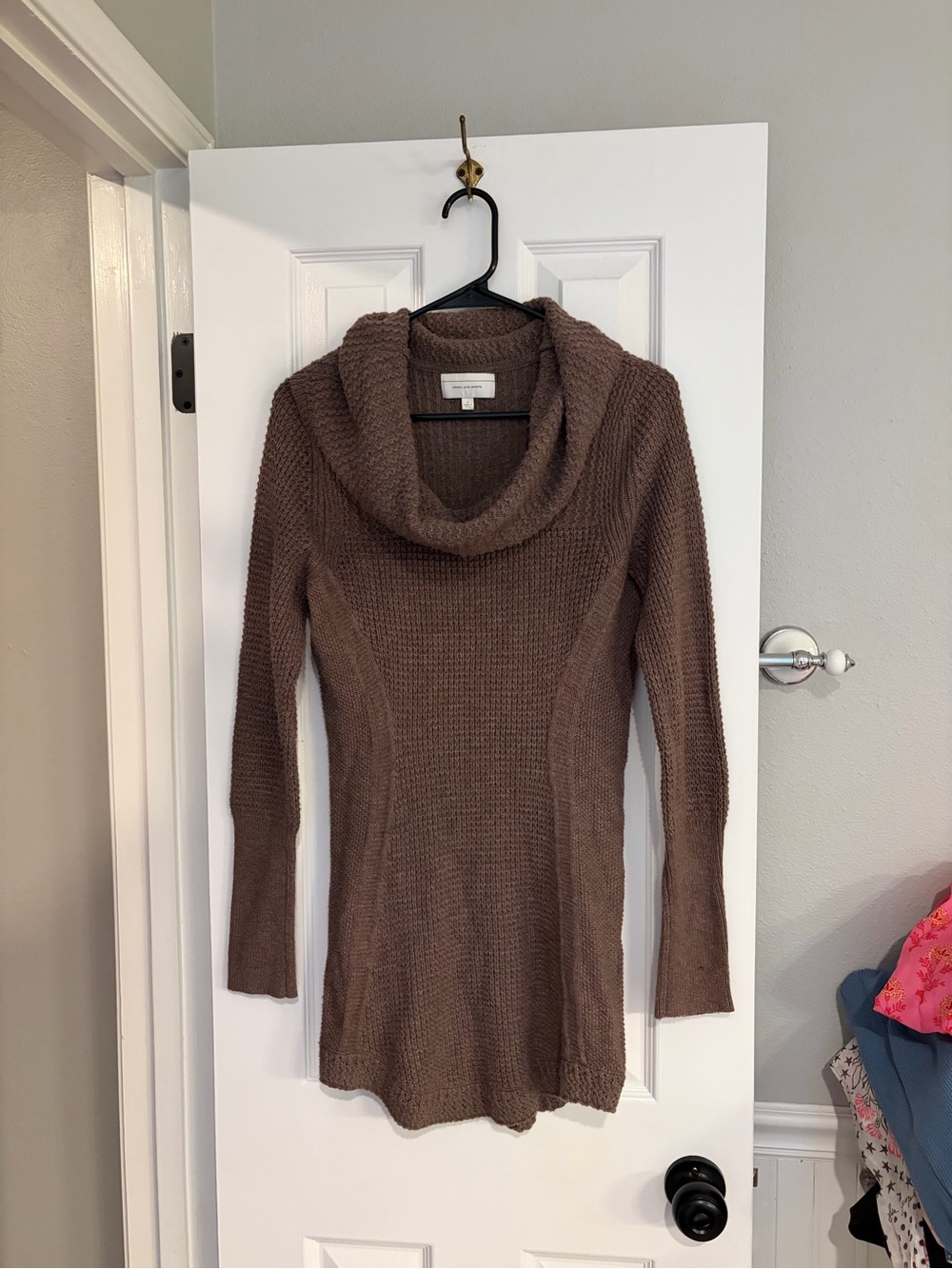 Angel of the North Anthropologie Cowl Neck Sweater Tunic M Brown Knit
